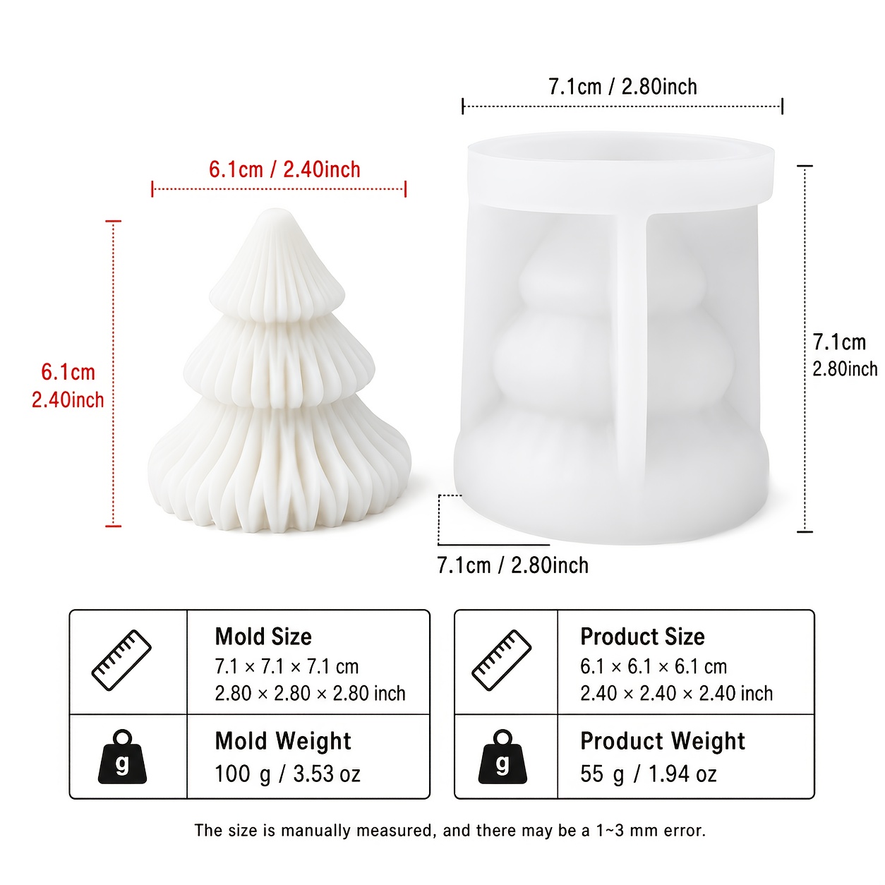 TEMU 1 pz Stampo per candela albero di Natale con texture origami, ornamenti natalizi a in gesso, stampo in silicone per candele aromaterapiche,