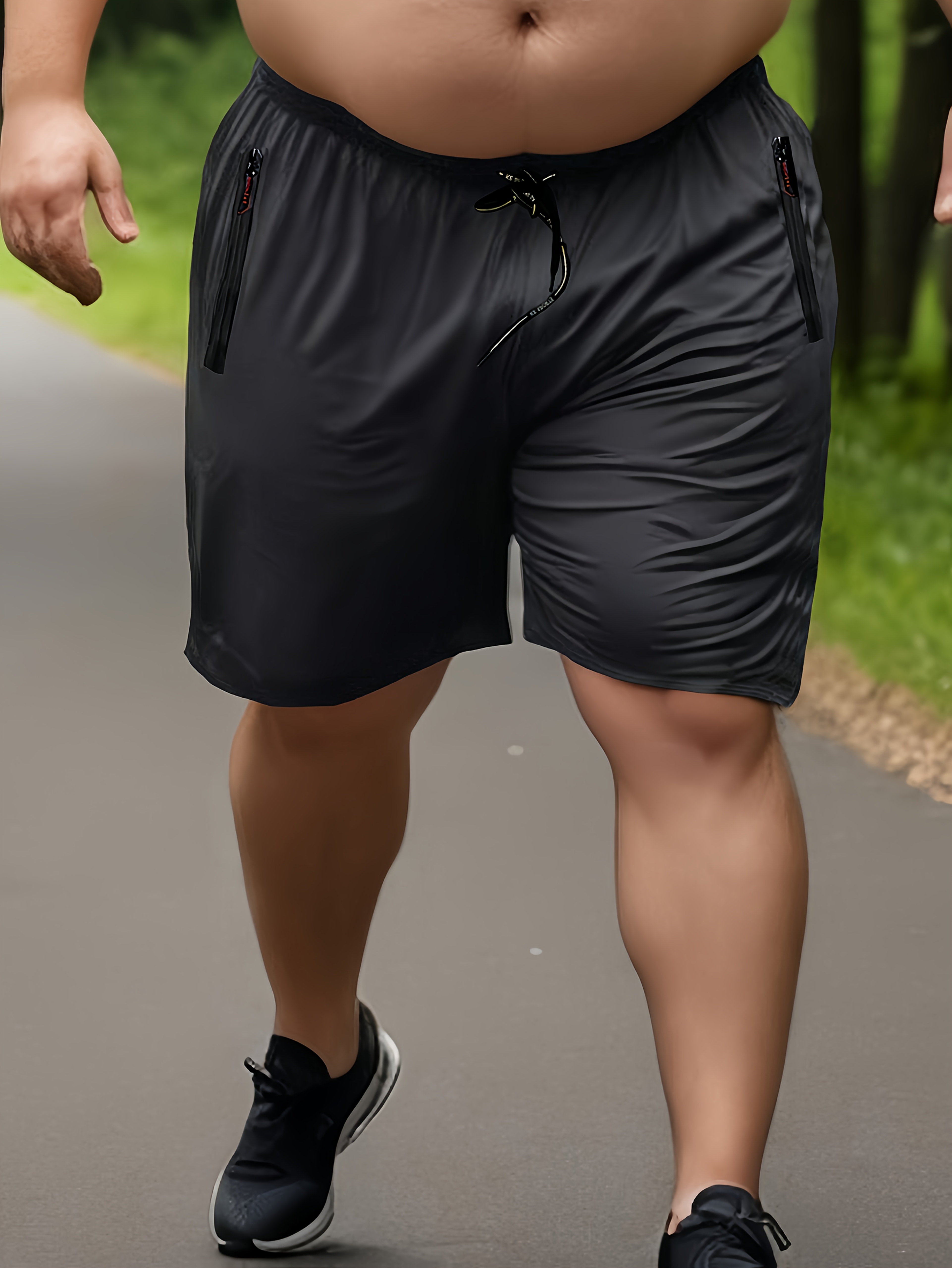 1pc Men'S Plus Size Shorts - Loose Fit, Quick-Dry Polyester Running Shorts with Adjustable Drawstring Waist, Ideal for Summer, Training, and Beach Wear, Beach Wear|Adjustable Waistband|Polyester Fabric