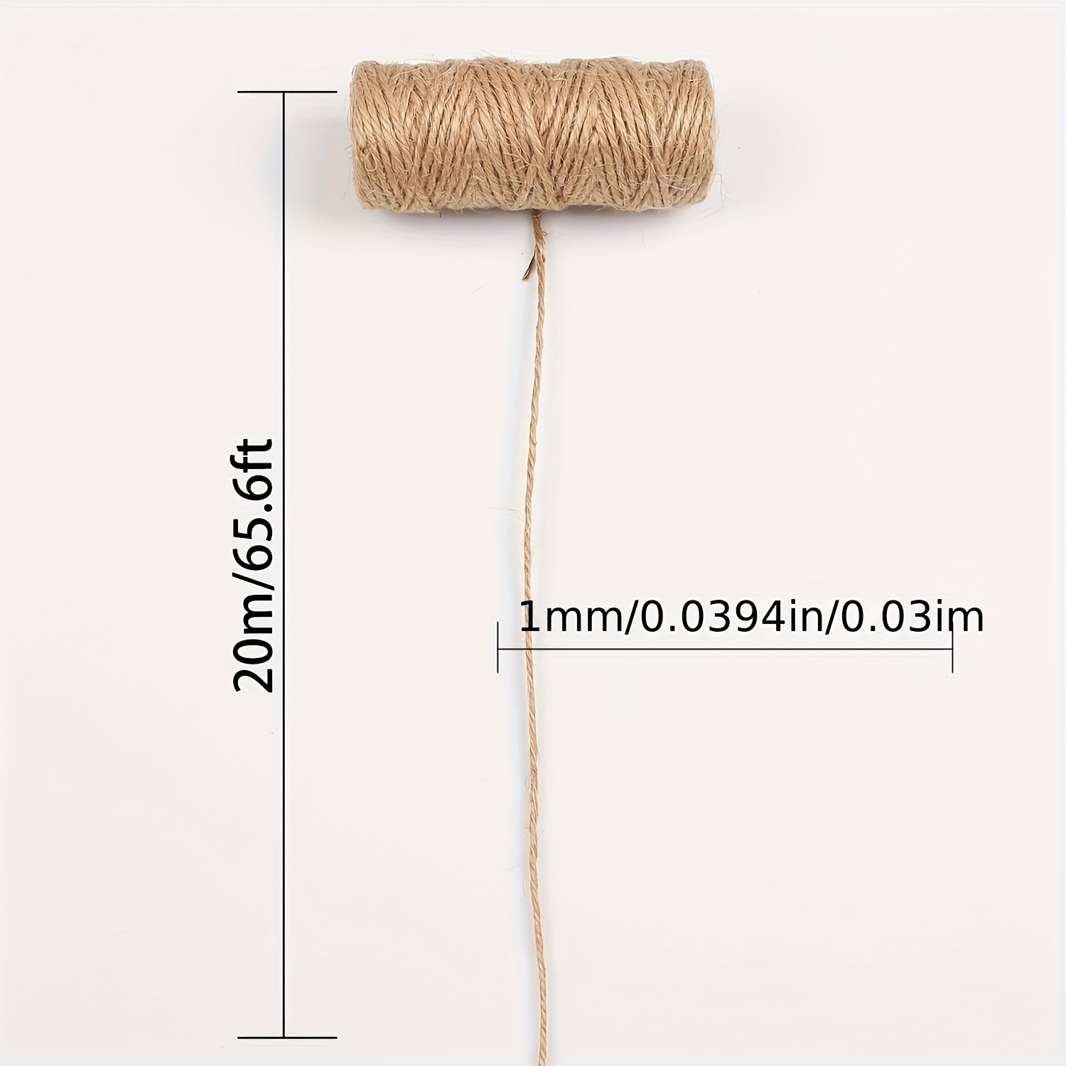 E-shop 1 mm dickes Leinenseil - Strapazierfähiges Geschenkbandseil für Bastelarbeiten und Dekorationen, handgefertigte Vintage-Weberei, 787,4 Zoll