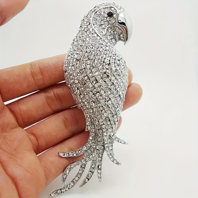 

Rhinestone Parrot Brooch Pin - Sparkling Crystal Animal Jewelry For Women, & Parties