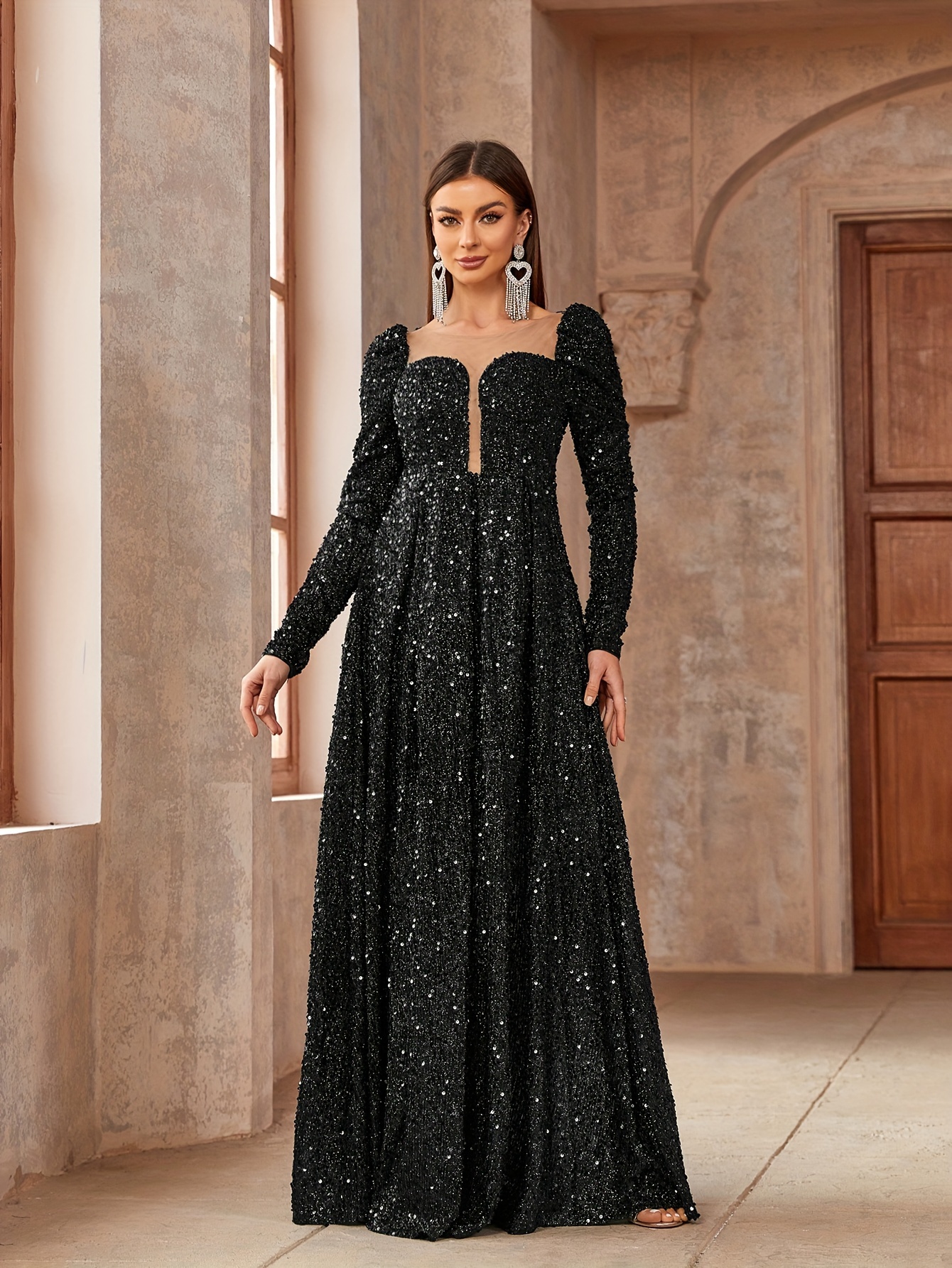 green emerald velvet dress Lace Applique Wedding Guest Dresses A Line Maxi Mother's Dress-Bridelily