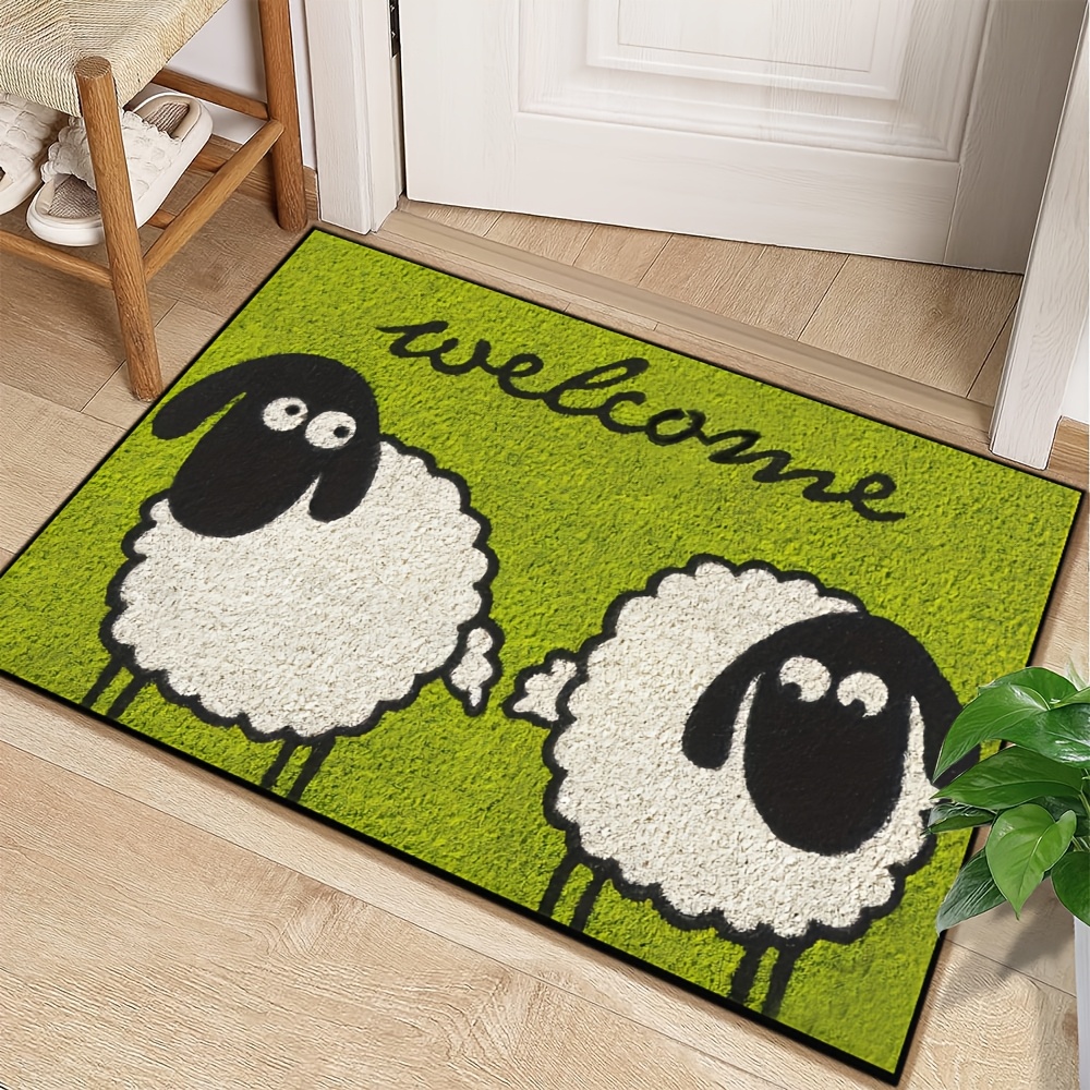 Elegant, Rustic Sheep Welcome Mat - Non-slip, Machine Washable Floor Rug For Home Decor | Perfect For Entryway, Kitchen, Bedroom & Hallway