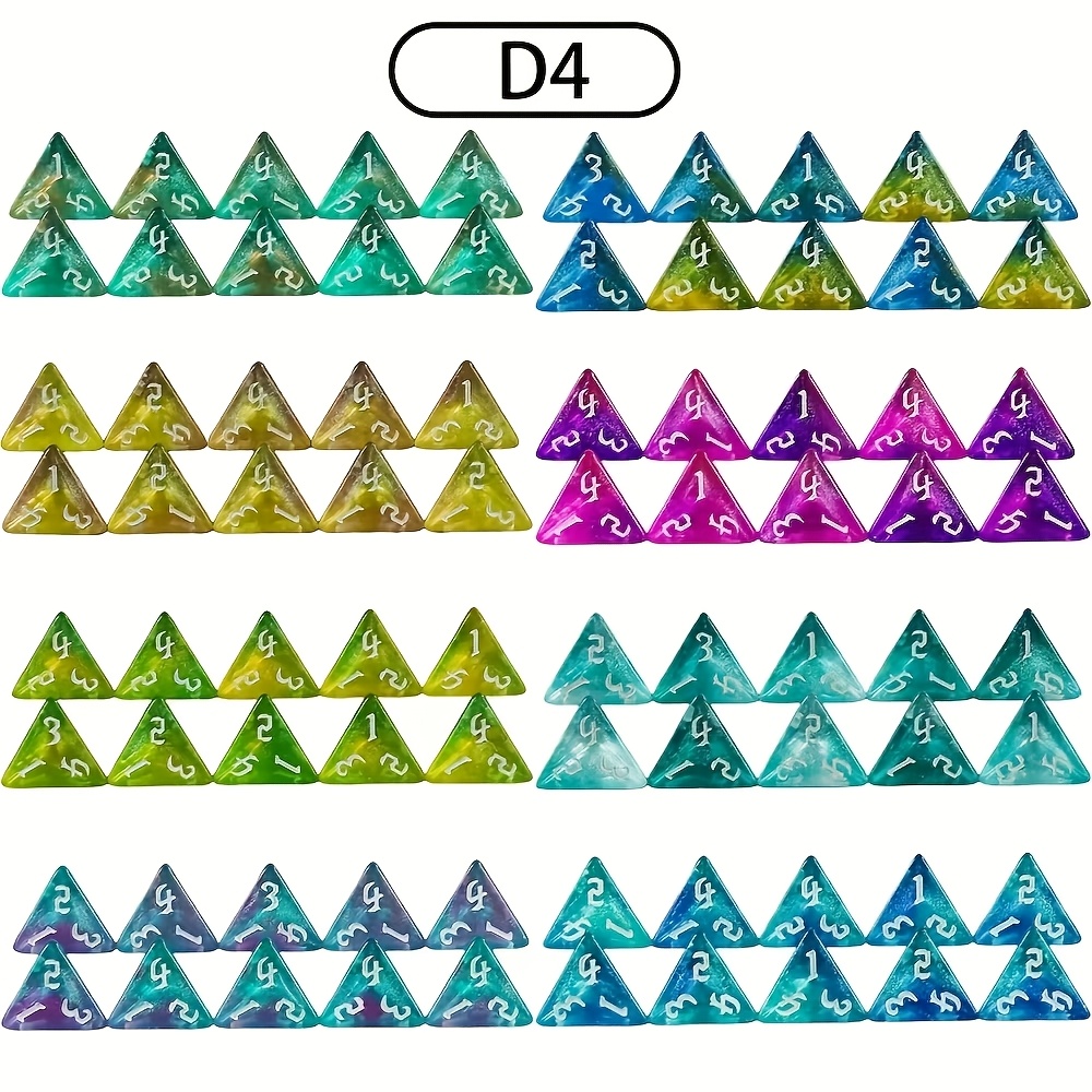 10pcs Nebula Swirl Gradient Color D4 Polyhedral Dice Set