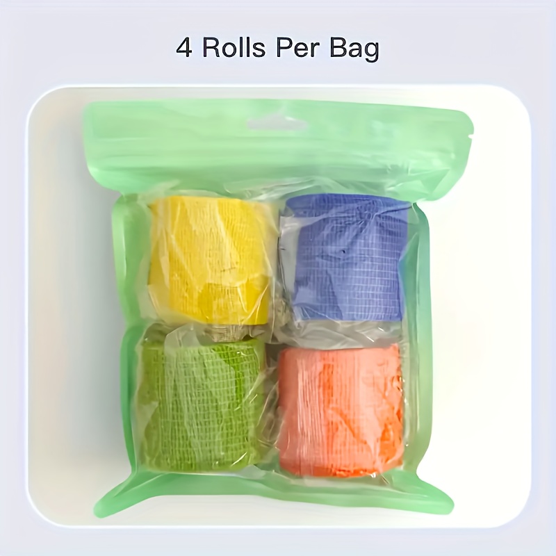 TEMU Randomly4 Rolls Of Colored Self-adhesive - Heavy Duty Small Dog Boots With Fastening And Clear Leg - Non-slip Grip, High And Durability -