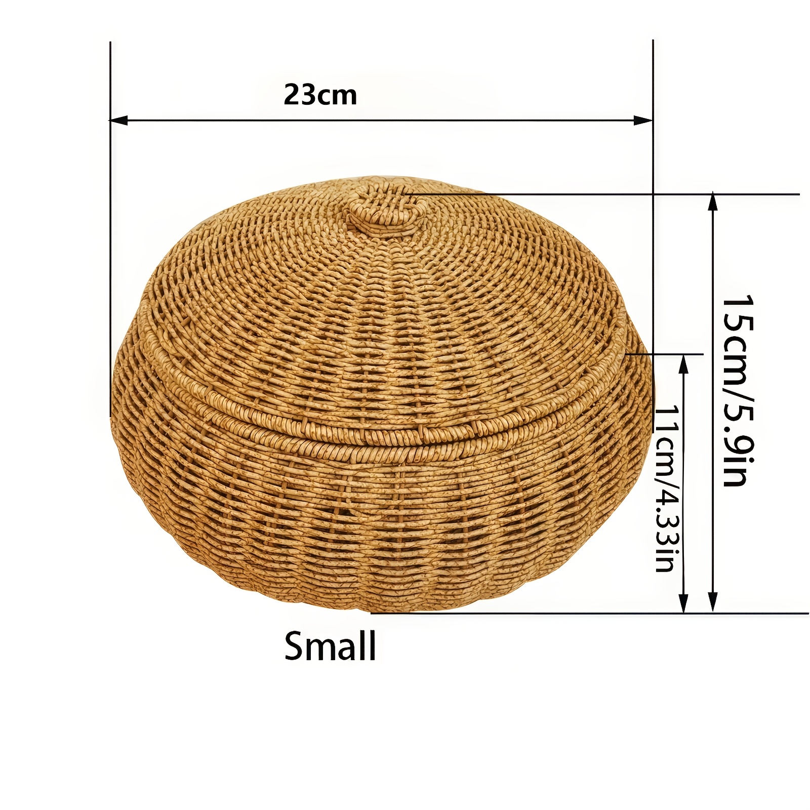 Handwoven Storage Basket with Lid - Large Boho Desktop Organizer Bin for Bedroom, Closet And Makeup Jewelry Storage, Woven Decorative Box, Shelf Baskets