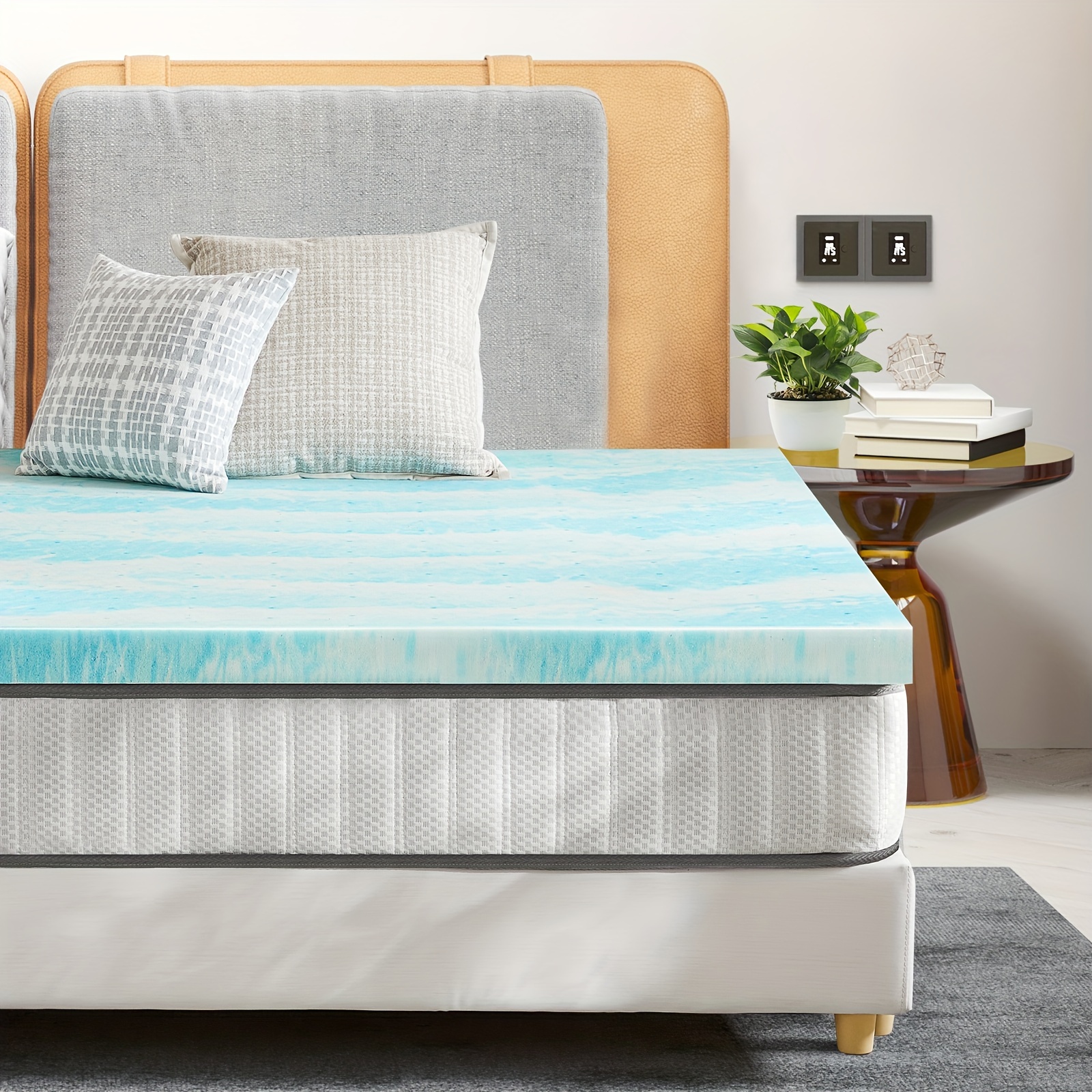 Cooling Memory Foam Mattress Topper - Soft Breathable Bed Pad For Sleeper Sofa, Rv, - -us Certified, Blue, Rv , Accessory, Material
