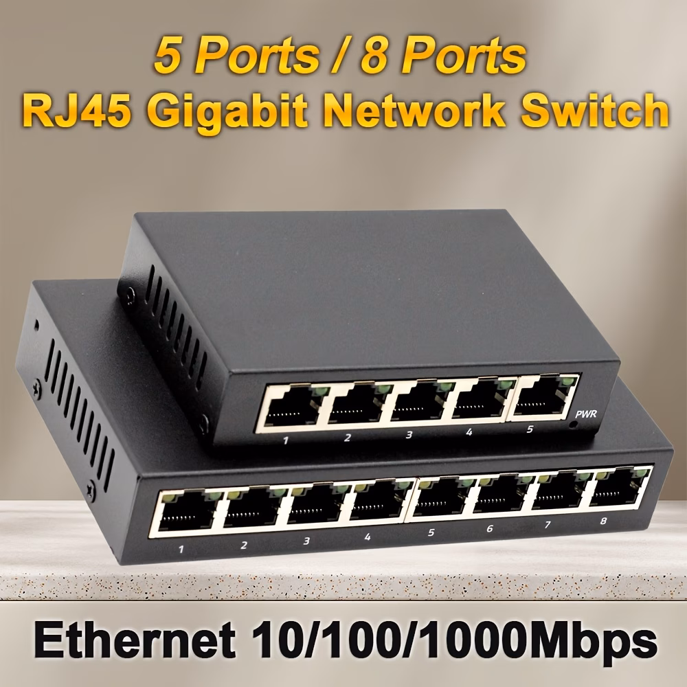 5-портовый/8-портовый гигабитный ethernet-переключатель с металлическим корпусом, порты rj45, которые автоматически договариваются о скорости 10/100/1000 мбит/с, прост в подключении и установке, портативный и удобный для пользователя, компактный сетевой переключатель, подходящий для адаптеров для мониторинга общежитий Детали 0