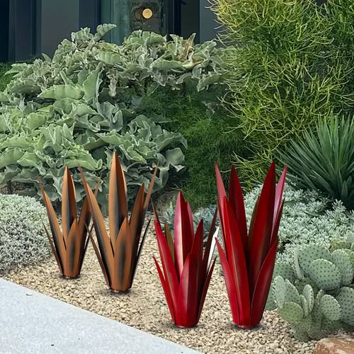 4pcs red bronze garden outdoor decoration without lights