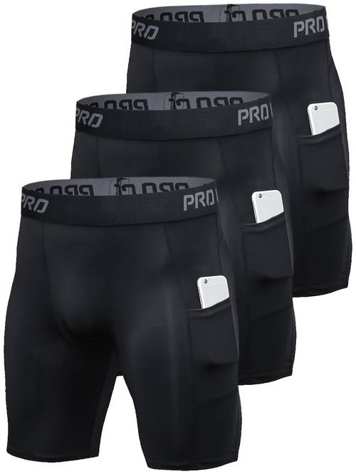 3pcs set of mens athletic shorts suitable for training and base compression