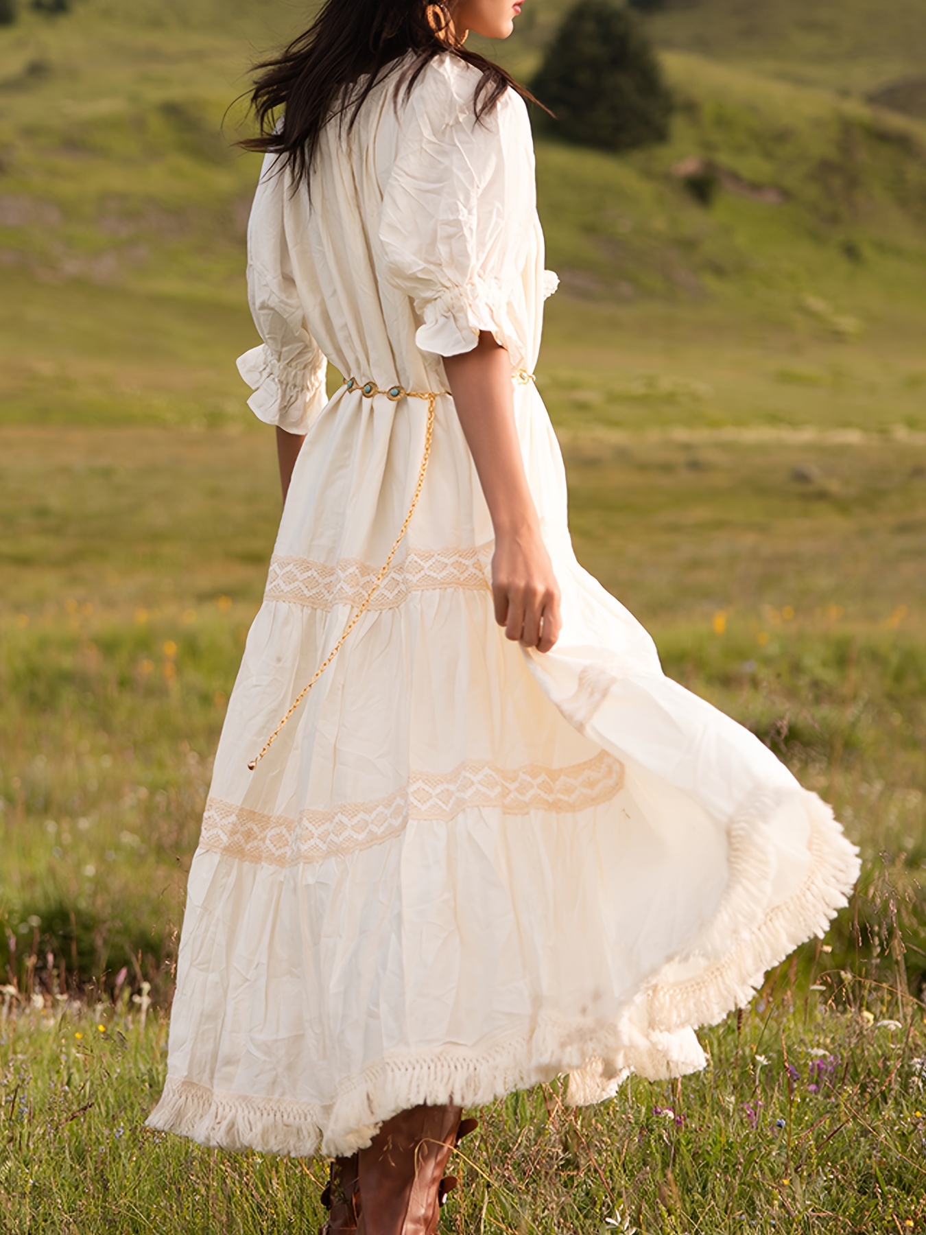 boho ethnic dress Boho Ethnic Dress Set Women  Printed Maxi Dress with Shawl Vacation Outfit