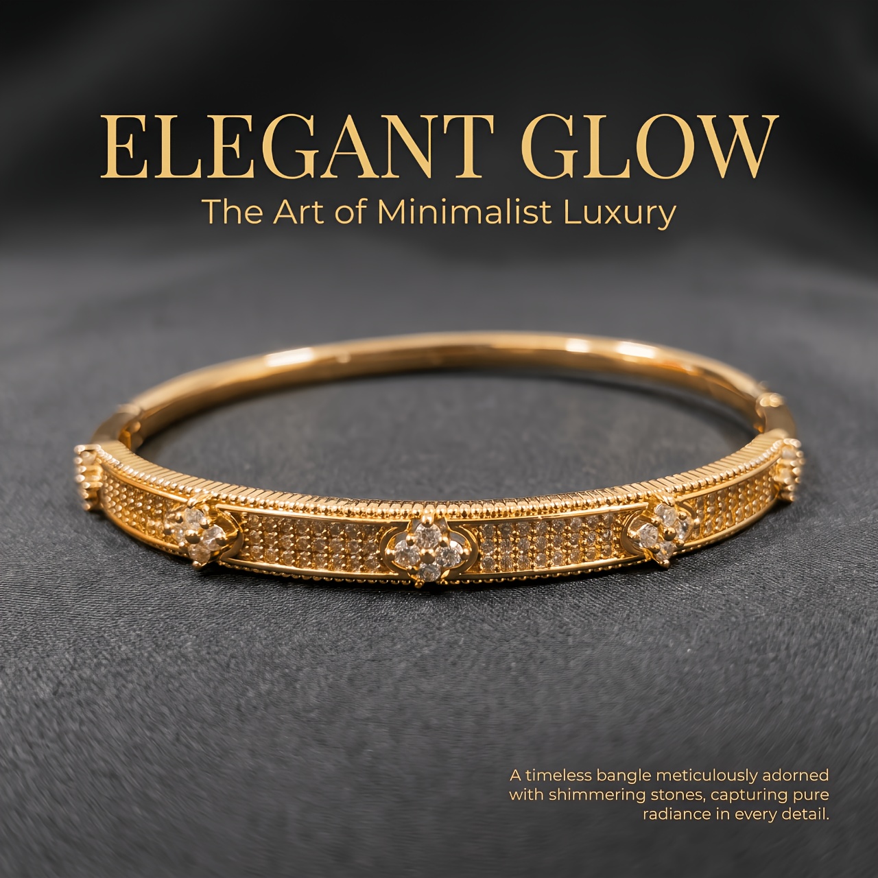 TEMU Bracelet Doré Nouveau Texturé Entièrement Pavé en Synthétique, Corps de Bracelet Recouvert de Brisés, 3 Places de Décorations de Fleurs à 4