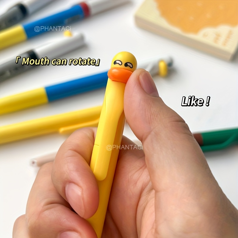 8pcs duck and chick gel pen creative duck rotate gel pen chick   pen 0 5mm black writing pen office supplies small gift Product details 7
