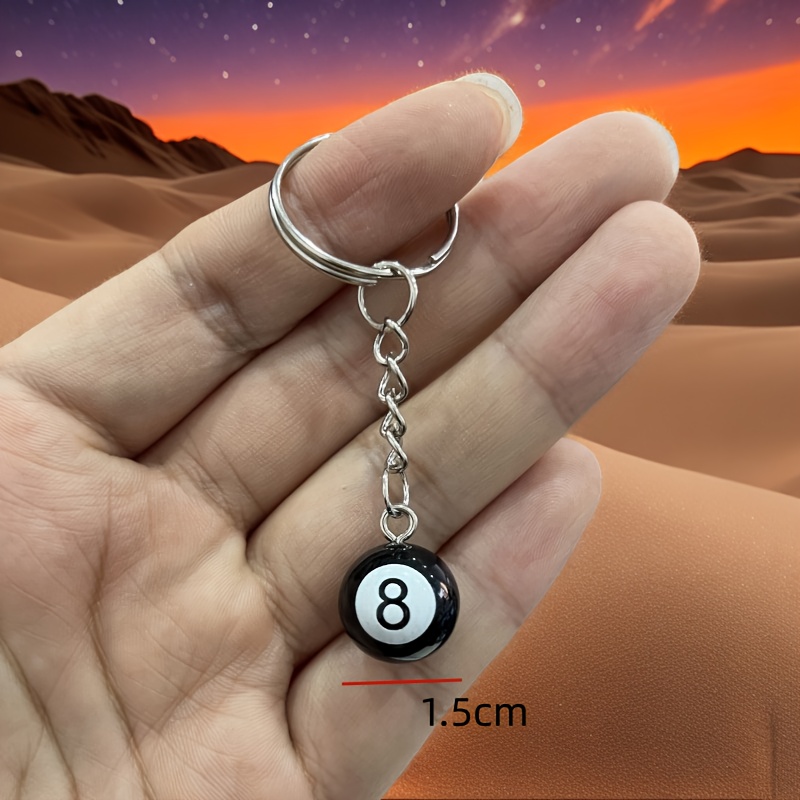 TEMU 1pc Billiard Ball Keychain - Unique Funky Accessory With Detailed Mini Charm, Functional Novelty Keyring And Quirky Fashion Statement - Perfect