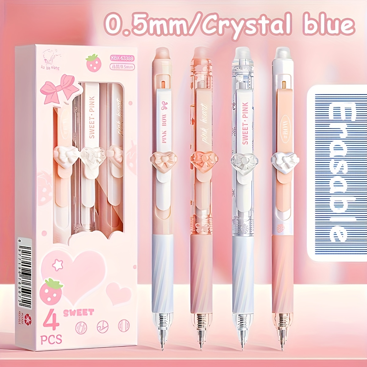Image of 4pcs Erasable Gel Pens Set, Aesthetic Pen, 0.5mm Fine Point, Core, Grip, Ink, School Exam & Signature Pens, Ideal For Office Use