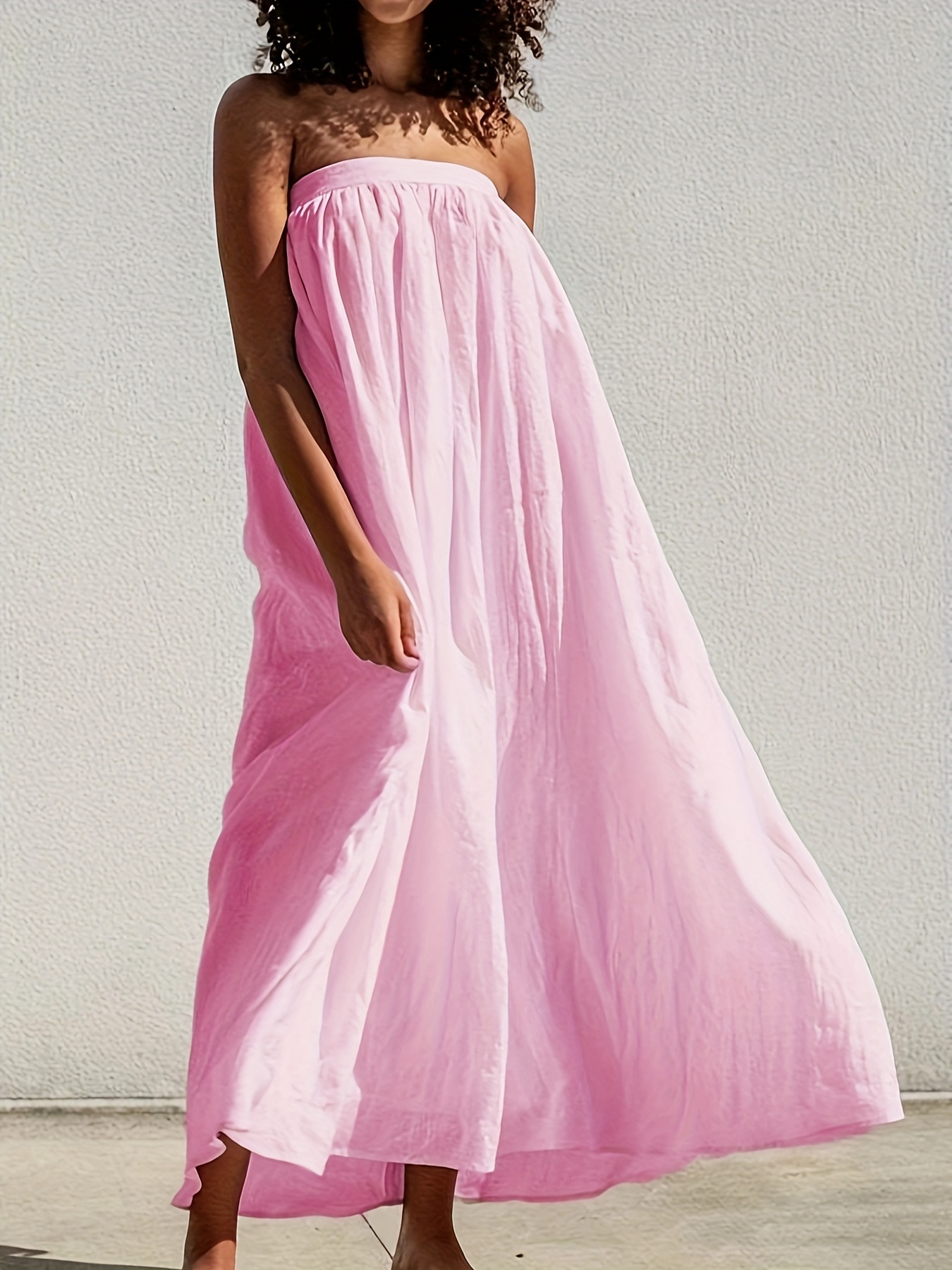 elegant summer sleeveless maxi dress hem light pink Temu Mexico