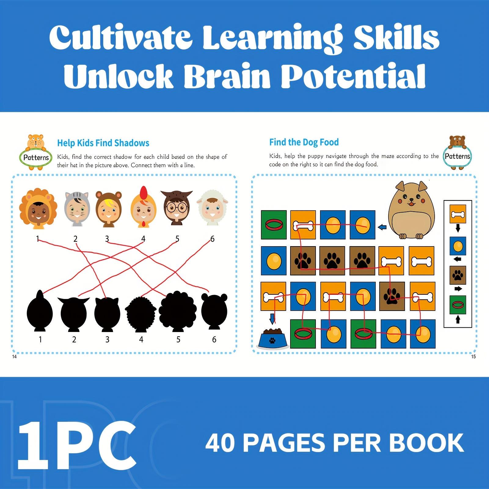 [1pc Fun English Learning Book] Fun English Books about Patterns And Regulations to Boost Kids' Concentration - Enhance Education And Creativity.