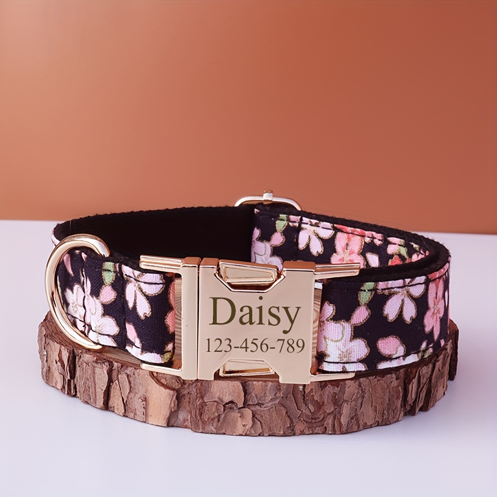 TEMU Collier pour chien multicolore personnalisable avec tag d'identification personnalisé, informations de contact, collier anti-perte pour animaux