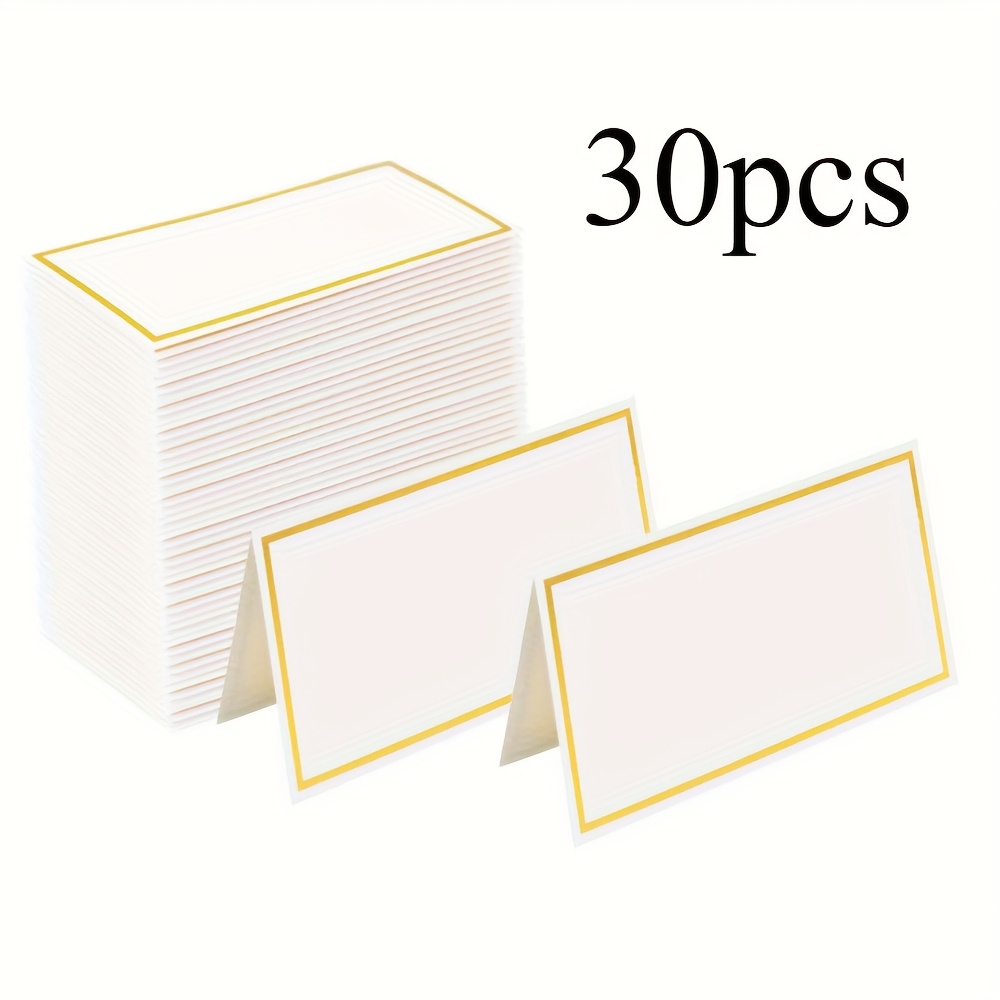 TEMU 30pcs Of Cards In White With Golden Or Silvery Borders, Suitable For Seating Arrangements, Name Identification, Room Decoration, Birthday