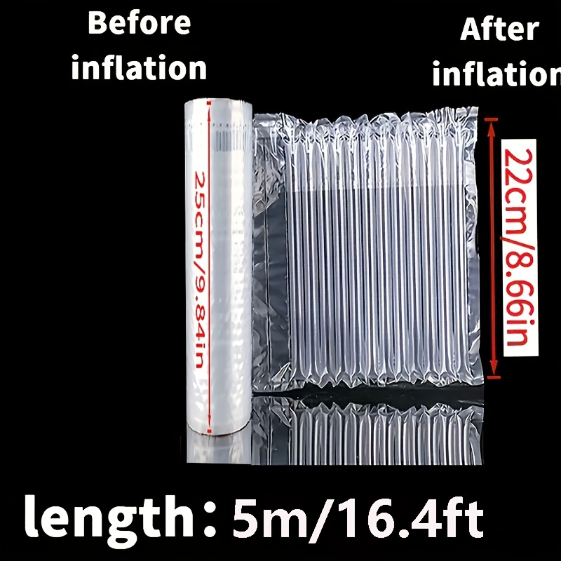 TEMU Sealed Cushioning Bag, Wide English 20/25/35, Trimmable 5m Bubble Cushioning Film With Air Pump - Shockproof And Anti-fall Plastic Packaging,