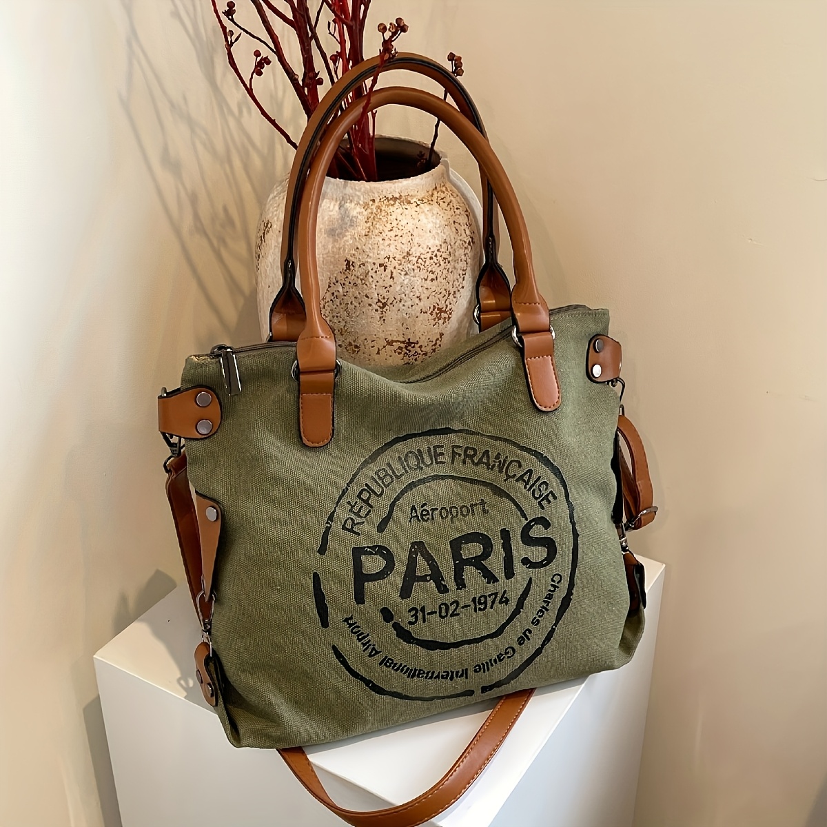 Image of Vintage Women's Tote Bag, Stylish Casual Shoulder Bag And Crossbody Bag
