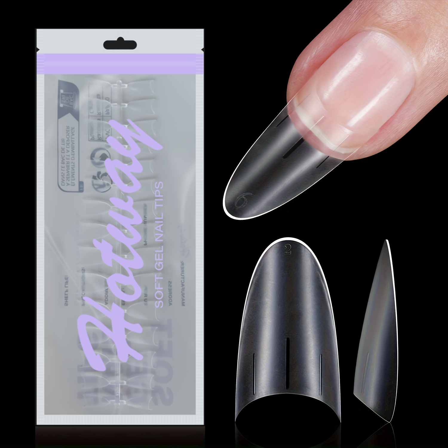 Image of 180pcs Short Almond Acrylic Nail Tips In Bag, 12 Sizes, Half-covered Frosted False Nail Tips, Perfect For Nail Extension And Diy At Home Press On Nails Nail Supplies