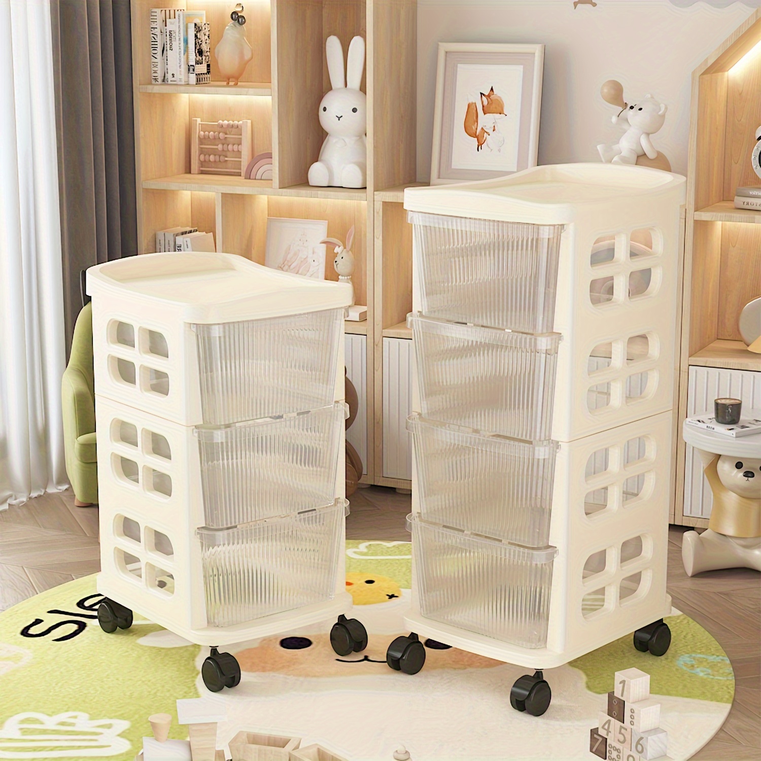 5-Tier Storage Cabinet Stackable Underclothes outlet Drawers Toys Organizer W/Wheels