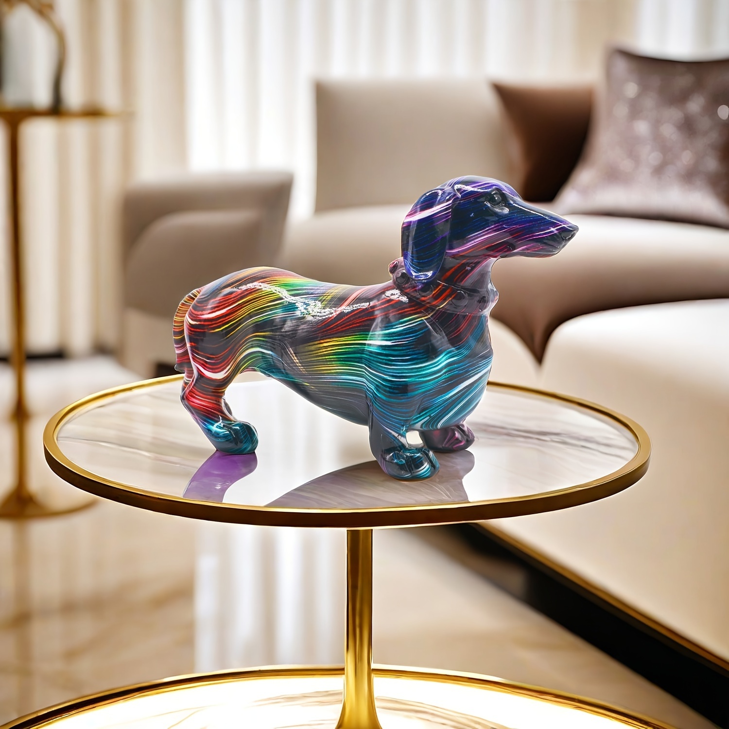 

Swirl Dachshund Figurine, Resin Collectible Dog , Room Decor, Ideal For Home Office Living Room, Perfect Housewarming Gift, No Electricity Required