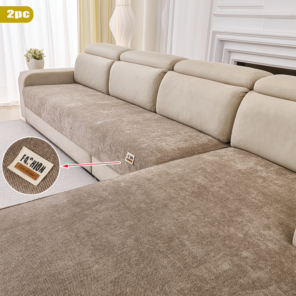 TEMU 2er-Set L-förmige dekorative Sofakissen mit Etikett. Rutschfestes Design, Chenille-Material, einfarbiger Sofabezug, moderner Stil, geeignet für