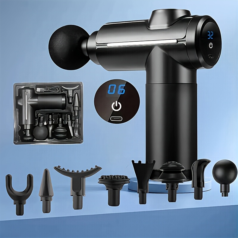 8 head portable massage gun   and elegant design suitable for full body back neck leg and waist massage rechargeable lithium battery 1200mah massage gun additions   fathers day gift