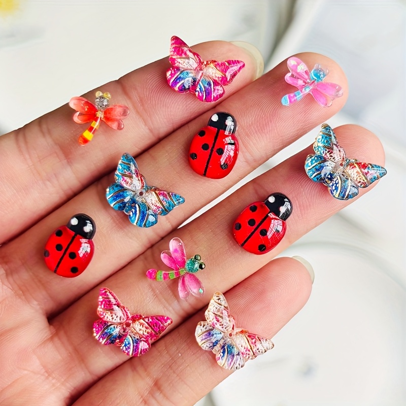Mini Resin Butterfly & Beetle Decorations for Nail Art & Crafts