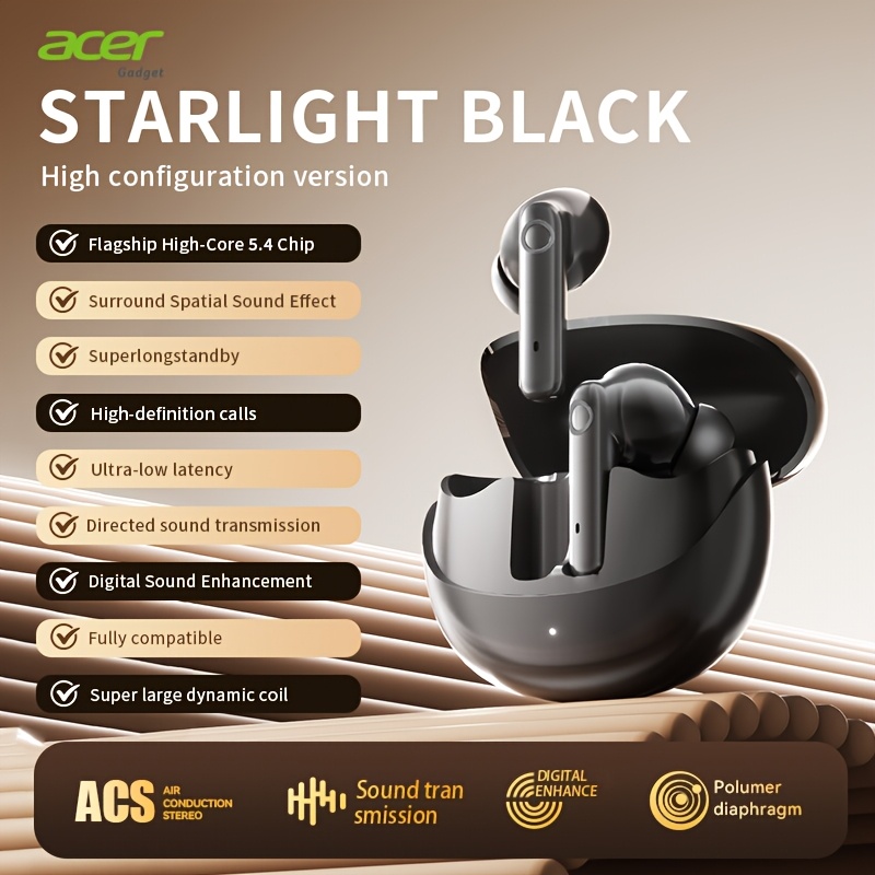 Image of Acer Ohr546 Bluetooth Earbuds - Wireless Stereo, In-ear Noise-canceling Headset, Extra Long , Universal Fit For Men And Women, Latest Model