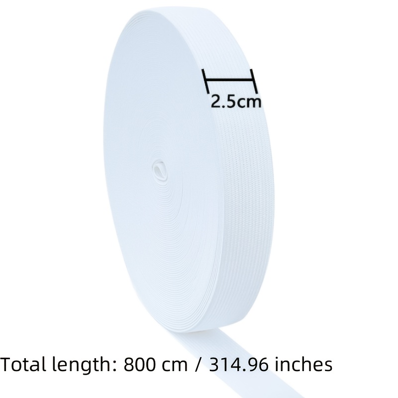 1 Roll Elastic Thread Spool, Sewing Knitting Elastic Band, High Elasticity Knit Thread Spool For Belts Pants And Crafts Diy White, 1 Inch Wide, 314.96 Inches Long