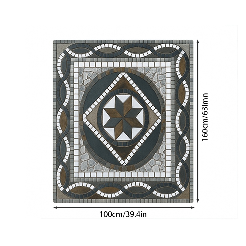 Oversized Bohemian Marble Outdoor Rug with Non-Slip Backing, Plush Patio Mat in Multiple Sizes 31.5x47 to 63x90.6 inches