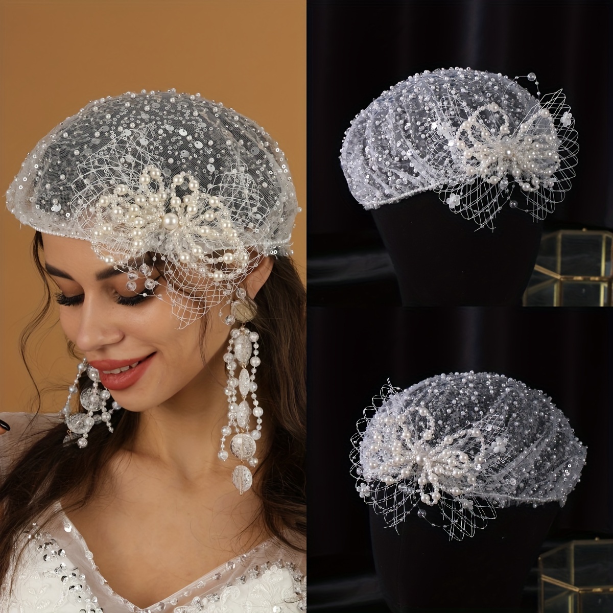 

1pc Elegant Faux Pearl Butterfly Decorative Top Hat Vintage Hair Decoration For Women And Daily Use Wedding Banquet Wear