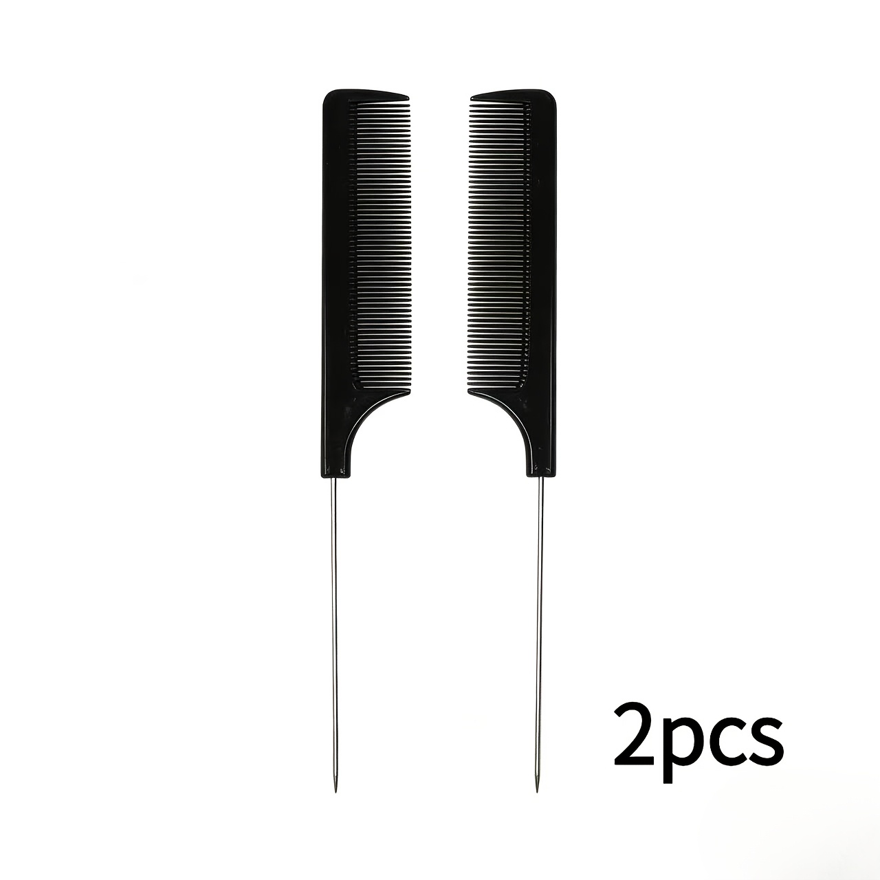 TEMU Ensemble de 2 peignes à cheveux - Peigne à cheveux en fibre de à la chaleur, brosse démêlante à dents fines, avec queue pointue en acier