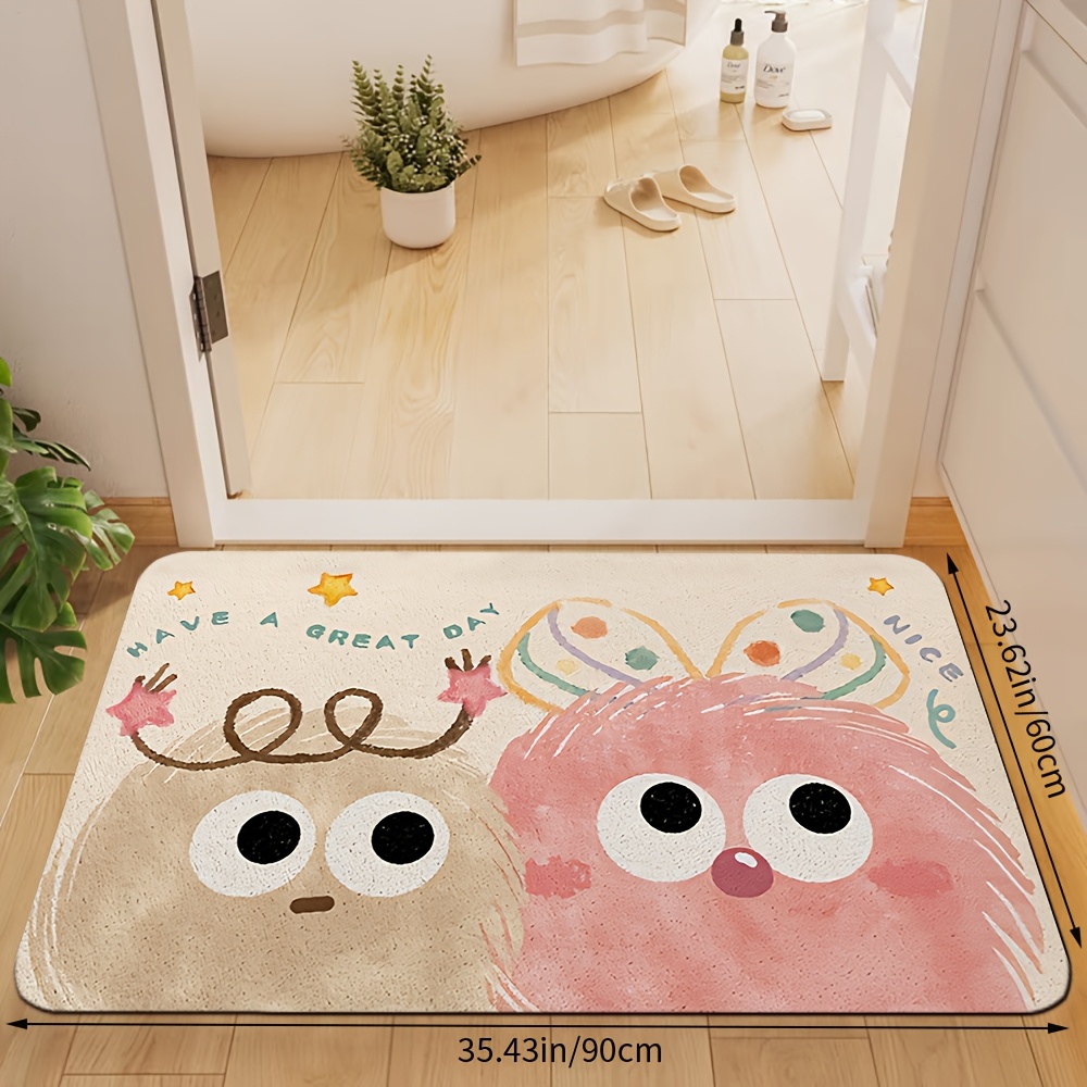 TEMU かわいいドーパミンバスルームラグ、柔らかくて快適、玄関、バスルーム、寝室、廊下、バルコニーの装飾に最適。愛らしく明るいデコレーションバスマット、滑り止め付きで洗濯機対応