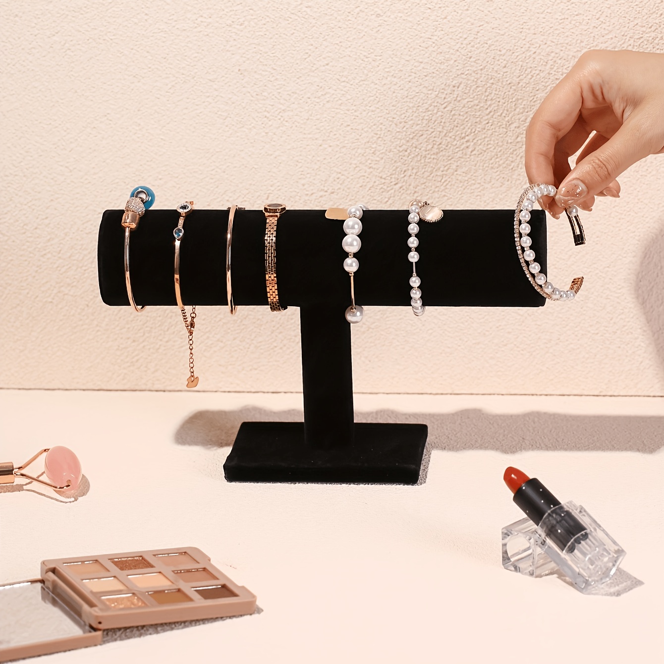 Black Velvet Single-Layer Display Rack for Bracelets, Gift for Her