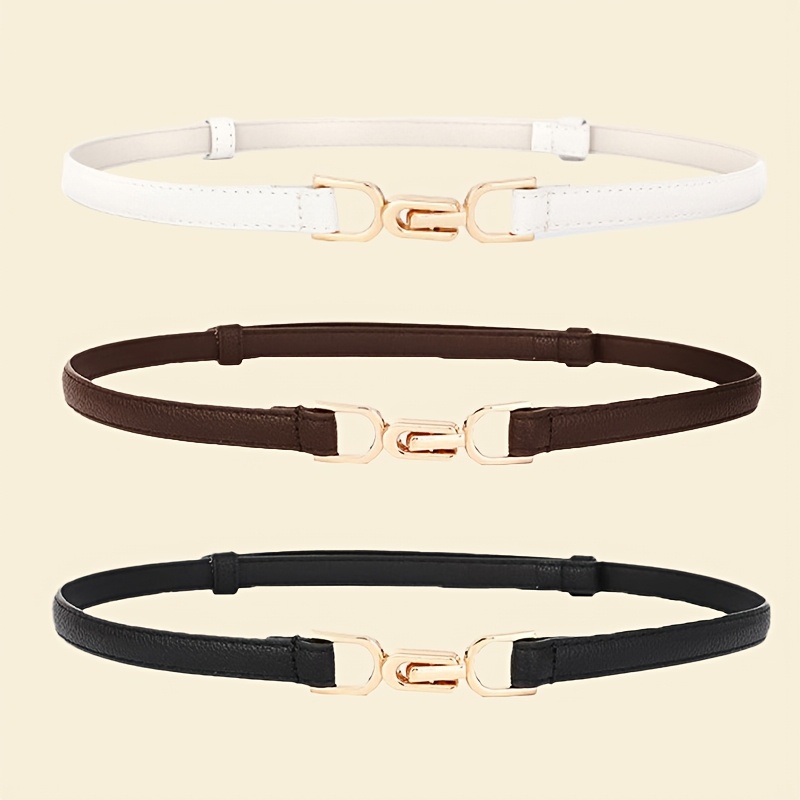 Image of 3pcs Women's Narrow Waist Belt Versatile Stirrup Waistband Dress Suit Cincher
