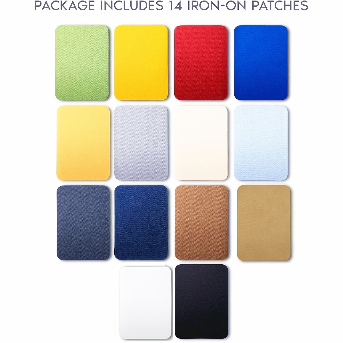 Image of Fabric Iron-on Patches Inside & Outside Strongest Glue Blue Gray Beige Brown Yellow Red Decorating Kit 14pcs Size 3" By 4-1/4" (7.5 Cm X 10.5 Cm)
