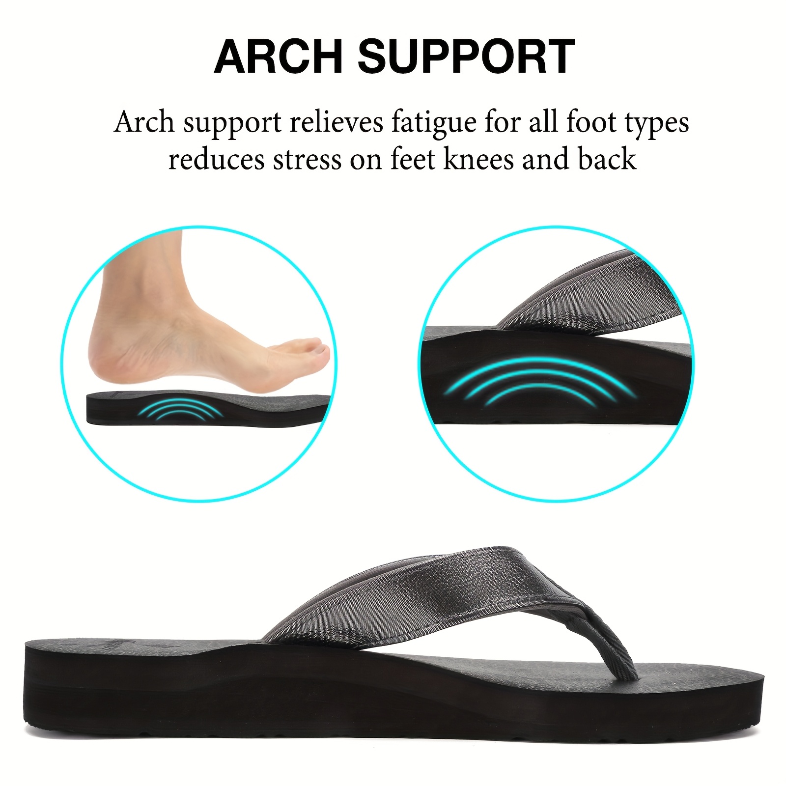 womens lightweight comfortable non   flops pu cover upper eva cushioned sole slip on flat sandals for indoor outdoor beach summer use summer sandals Product details 6