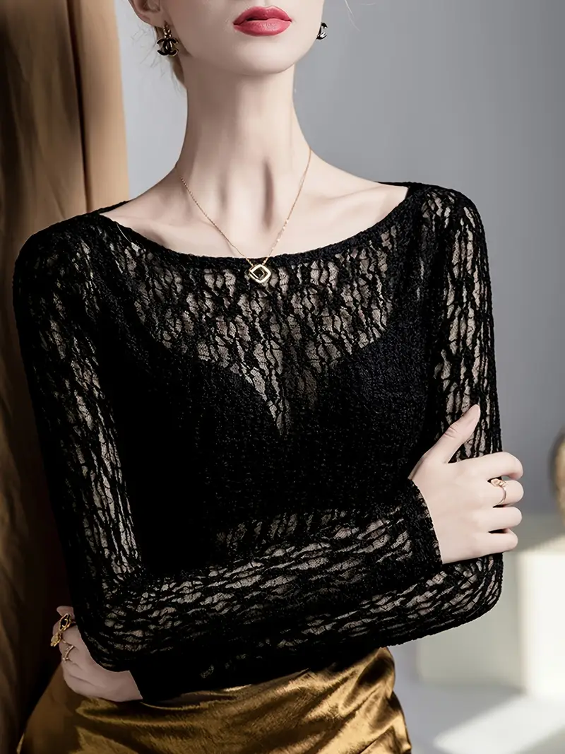 Sheer Lace Top Elegantly Directional Temu