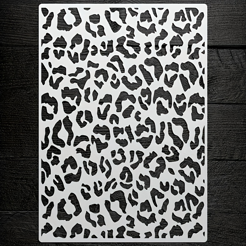 TEMU 8..7 Inch Leopard Print Painting Hollow Template, Reusable, Washable And Flexible Plastic Template, Suitable For Wallpaper Patterns, Furniture