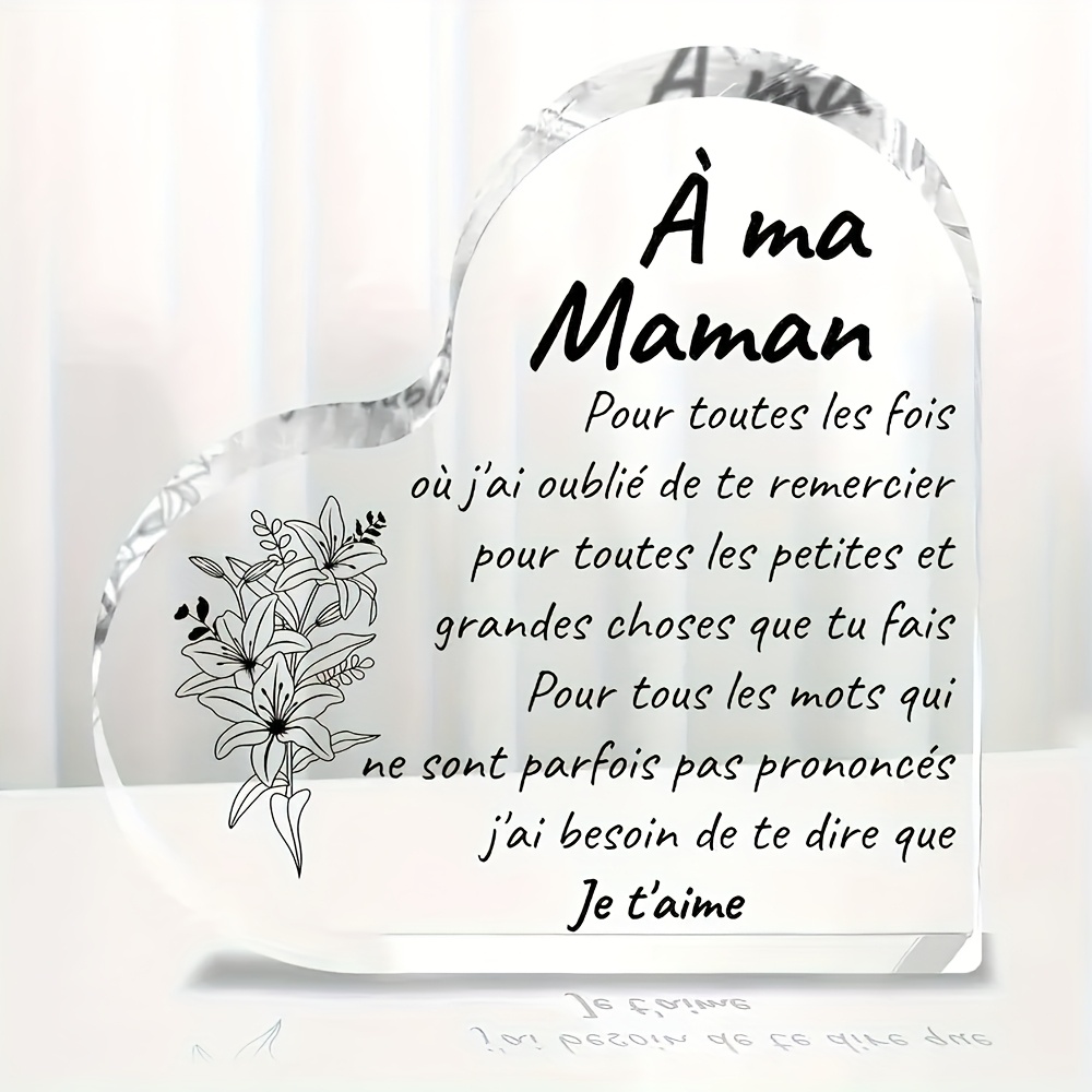 TEMU Plaque décorative plate 2D 1pc et statues, décorations pour la fête des mères, intérieur, panneau français décoratif pour table, cheminée,