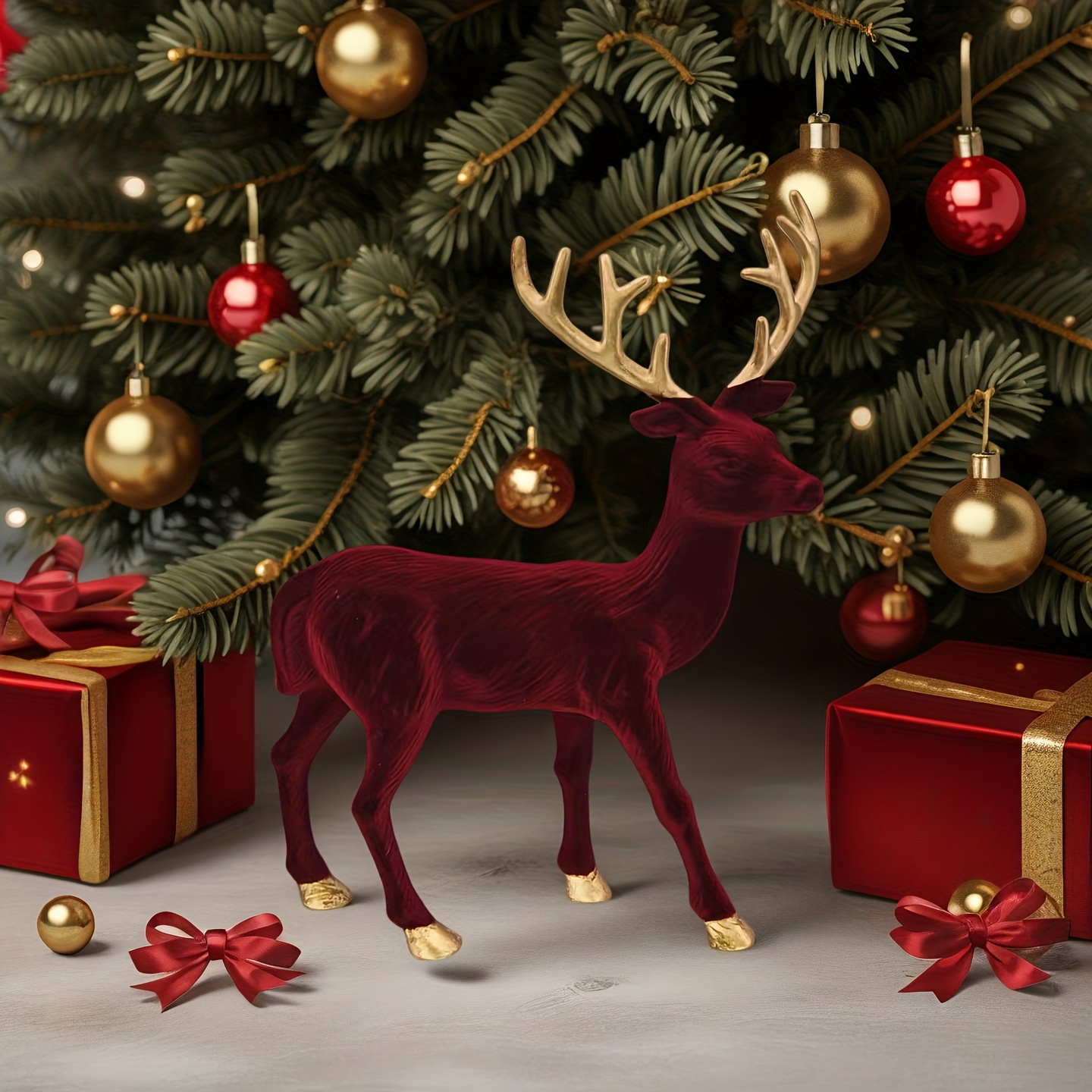 TEMU Luxury Wine- Deer Ornament Suitable For Christmas, Weddings & Easter - Elegant Plastic/nylon Deer Figurine With Antlers, Holiday Decoration For