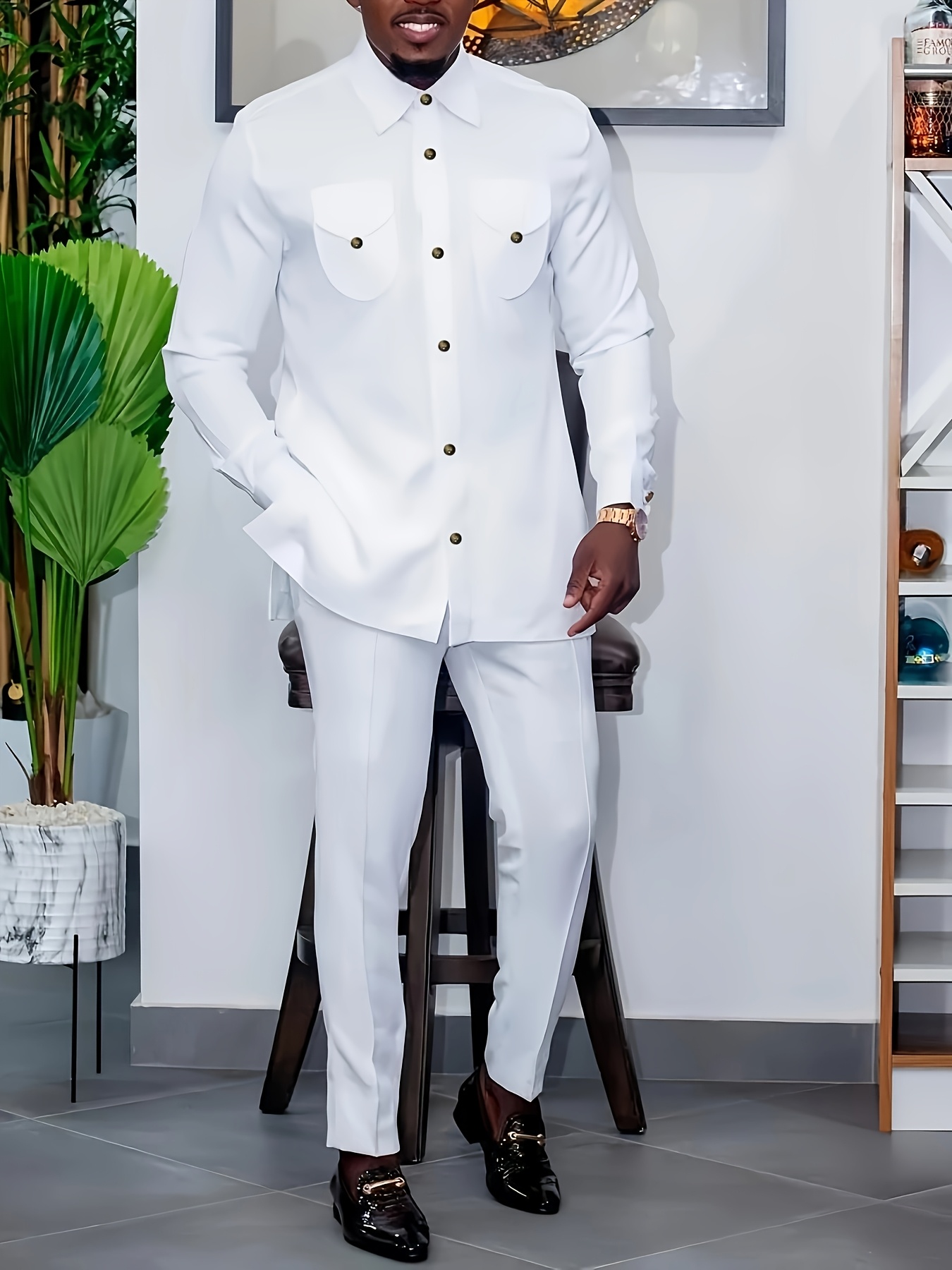 costume daffaires hommes cardigan à boutons pantalon à Temu