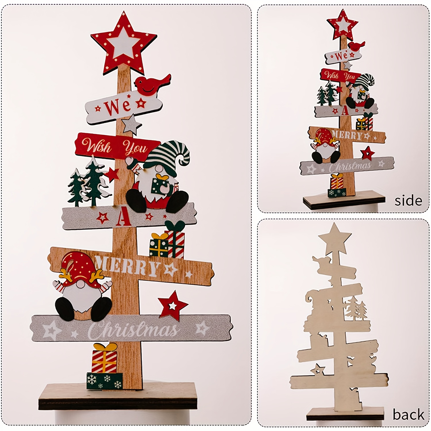 1pc christmas tree   wooden desktop ornament for office party layered tray we   you a merry christmas Product details 1