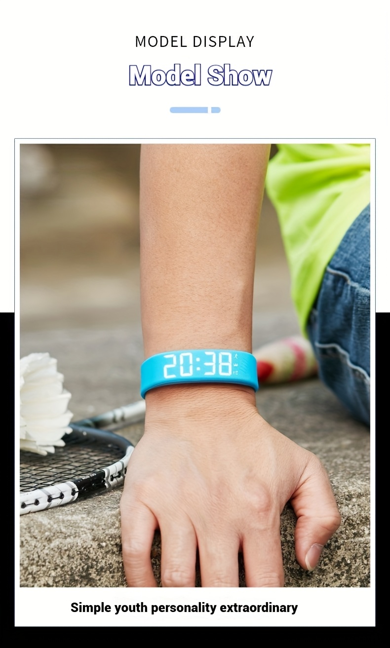 Montre Connectée Mince et Intelligente avec Compteur de Pas, Compteur de Calories & Réveil - Montre Numérique USB pour Étudiants, Podomètre, Chronomètre, Bracelet Souple (Compatible avec /, Non) - Idéale pour le Sport et le Quotidien