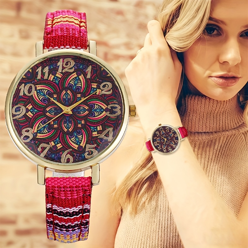 Ladies' Watch, Fashionable Vintage Style with an Old-money Ethnic Flair, Nylon Strap, an Elegant Must-have for Women, Making You the Center of Attention, the Perfect Gift for Your Girlfriend