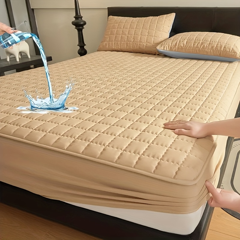 1pc Quilted Mattress Protective Cover - Soft & Waterproof Mattress Protector, Fitted Sheet-Compatible Bedding Cover for Bedroom/Guest Room, 7 Colors Available(Excluding Pillowcase)