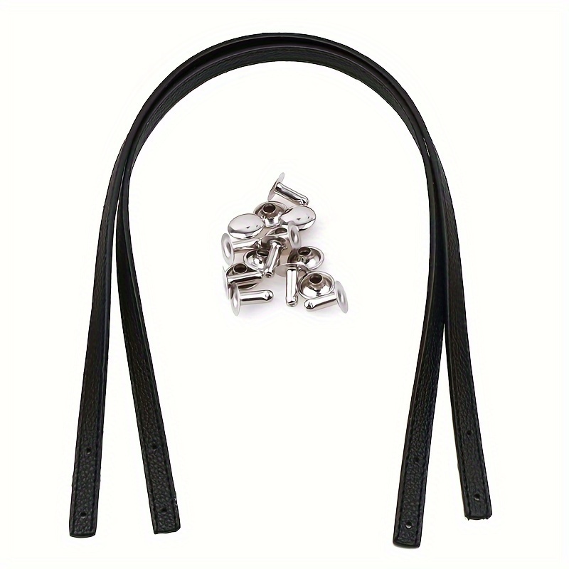 Image of 2pcs/set 45cm/17.71in Pu Leather Straight Bar Bag Strap With Letter Rivets, Diy Handmade Bag And Luggage Accessories